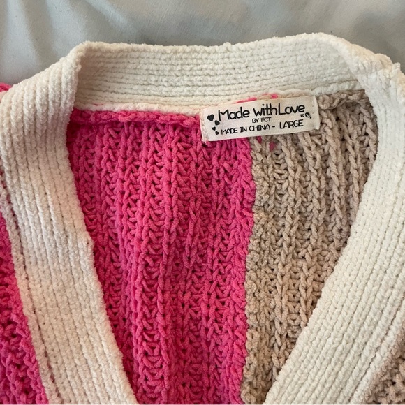 Made with Love Split Pink and Brown Cropped Cardigan - Picture 4 of 4